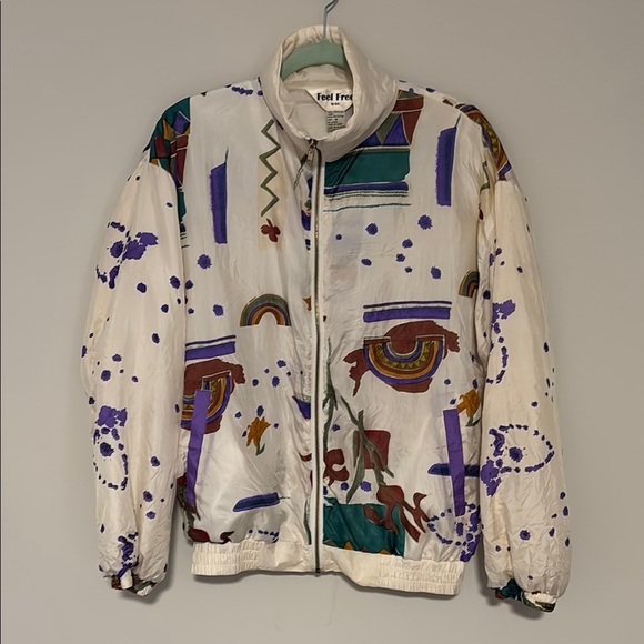 Vintage Jackets & Blazers - Vintage 100% silk windbreaker Feel Free by G. C. Size medium